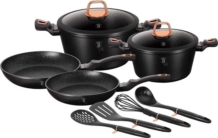 Berlingerhaus Sada nádobí s mramorovým povrchem 10 ks Black Rose Collection