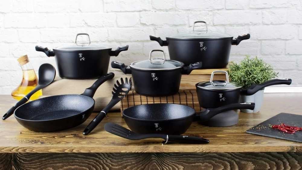 Berlingerhaus Sada nádobí s mramorovým povrchem 15 ks Royal Black Collection 