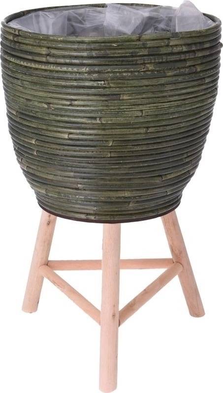 Progarden Květináč ratanový na dřevěné noze 31 x 48 cm 