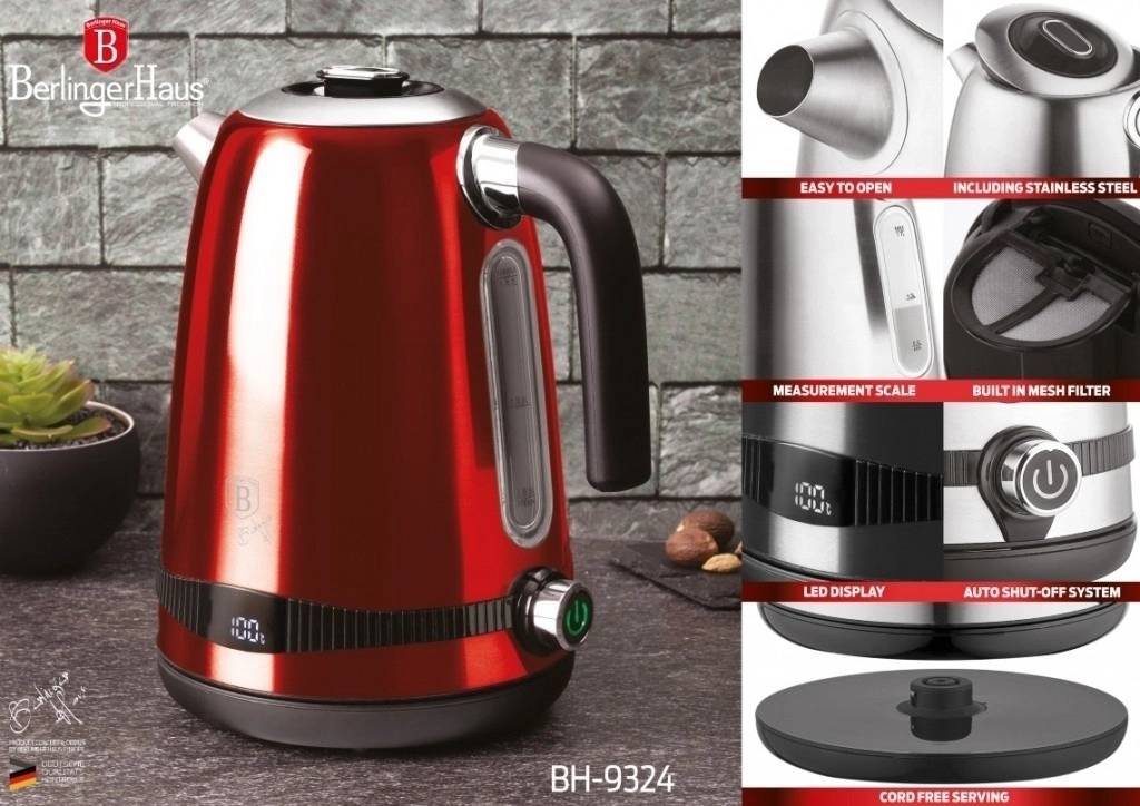 Berlingerhaus Rychlovarná konvice s regulací teploty 1,7 l Burgundy Metallic Line 