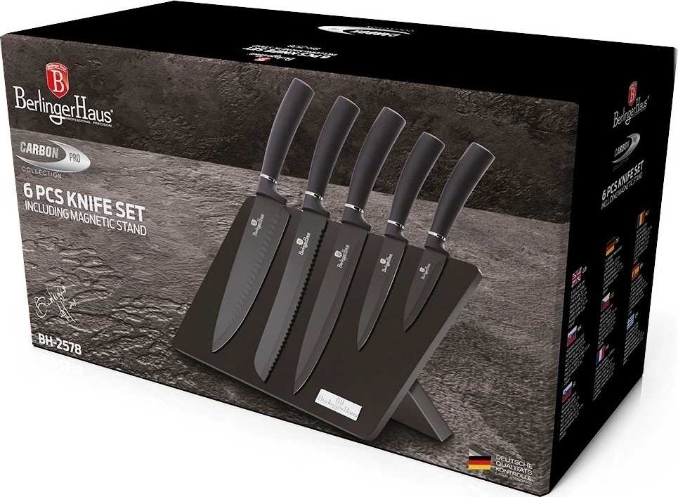 Berlingerhaus Sada nožů s magnetickým stojanem 6 ks Carbon PRO Line 