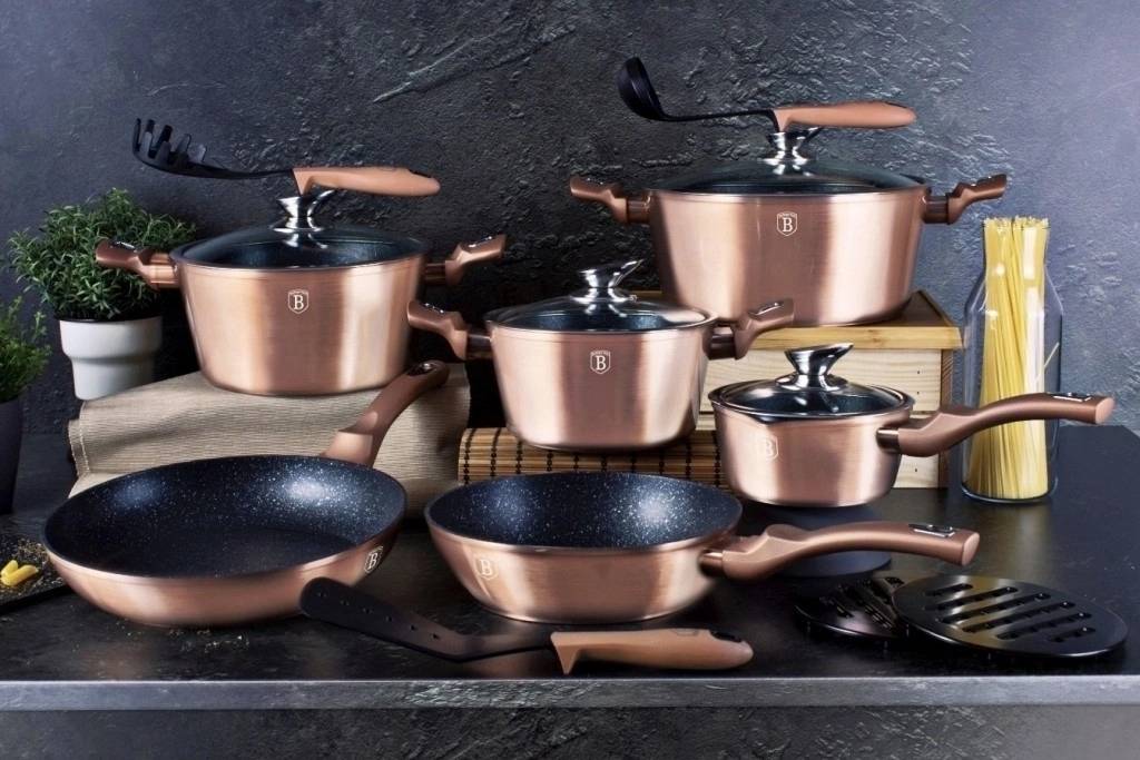 Berlingerhaus Sada nádobí s mramorovým povrchem 13 ks Rosegold Metallic Line 