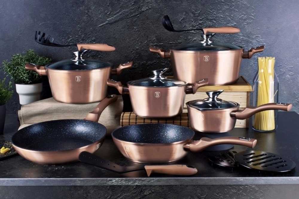 Berlingerhaus Sada nádobí s mramorovým povrchem 13 ks Rosegold Metallic Line 