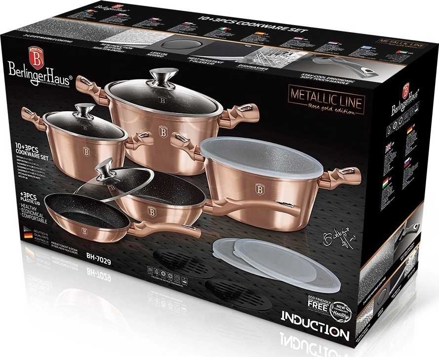 Berlingerhaus Sada nádobí s mramorovým povrchem 13 ks Rosegold Metallic Line 