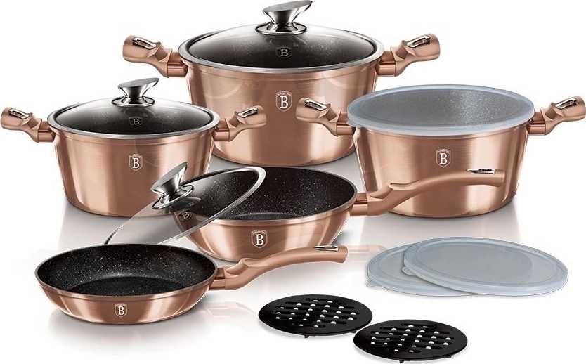 Berlingerhaus Sada nádobí s mramorovým povrchem 13 ks Rosegold Metallic Line 