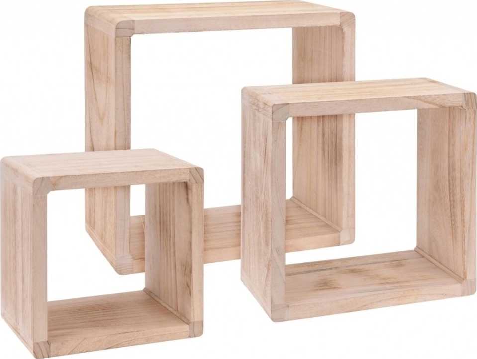 Homestyling Police nástěnné dřevěné sada 3 ks 42/36/30cm