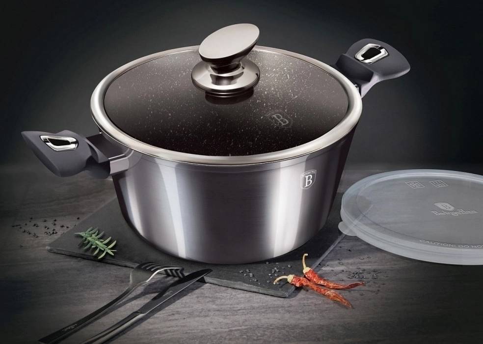 Berlingerhaus Sada nádobí s mramorovým povrchem 10 ks Carbon PRO Line 