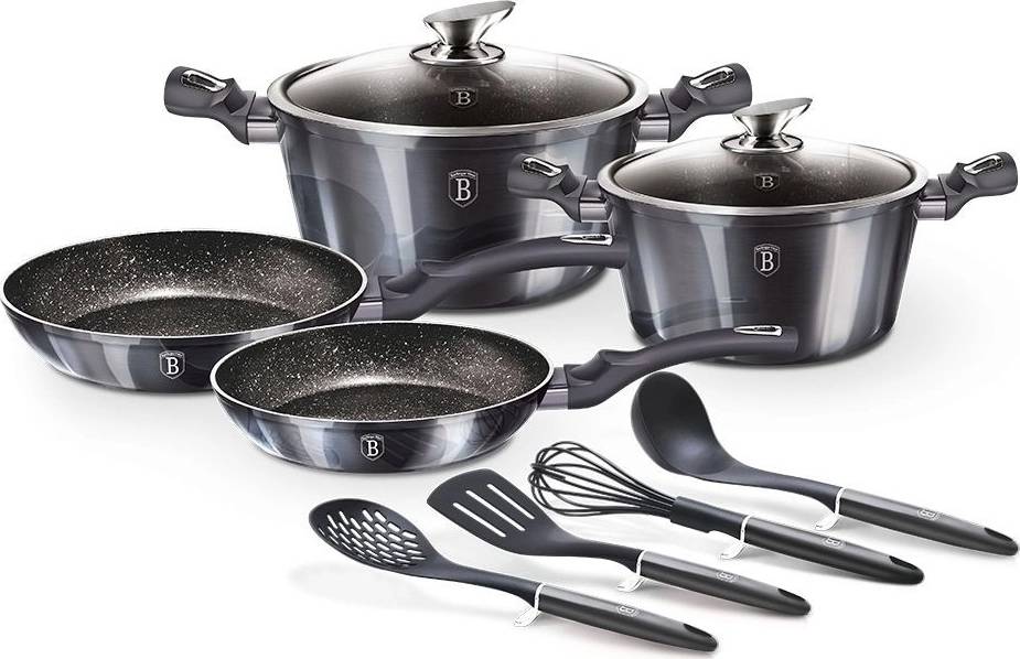 Berlingerhaus Sada nádobí s mramorovým povrchem 10 ks Carbon PRO Line 