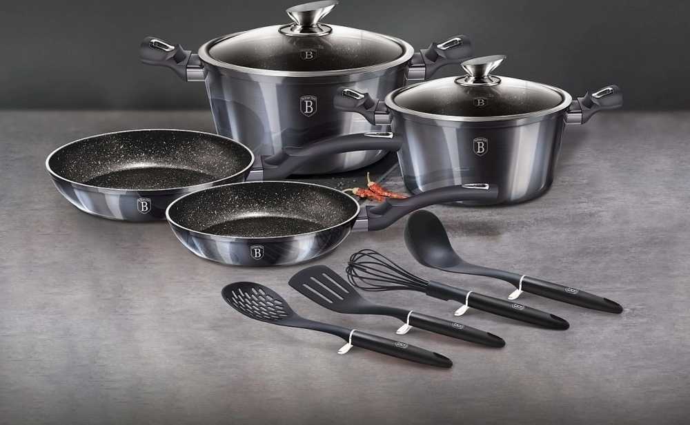 Berlingerhaus Sada nádobí s mramorovým povrchem 10 ks Carbon PRO Line 