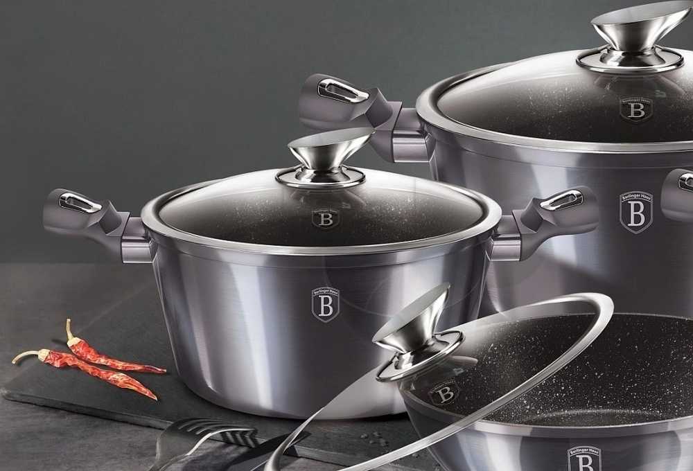 Berlingerhaus Sada nádobí s mramorovým povrchem 10 ks Carbon PRO Line 