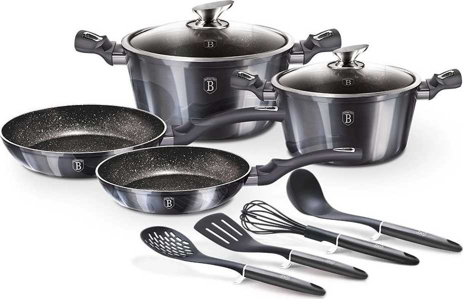 Berlingerhaus Sada nádobí s mramorovým povrchem 10 ks Carbon PRO Line 