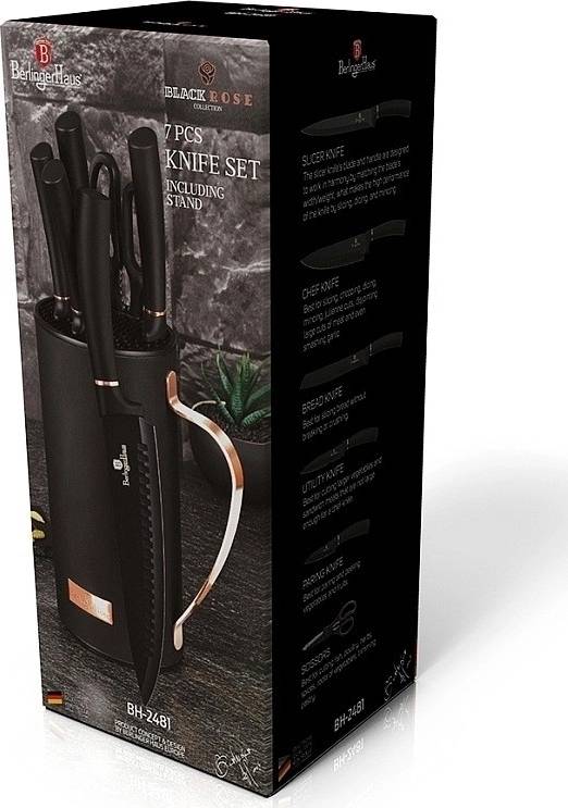 Berlingerhaus Sada nožů ve stojanu 7 ks Black Rose Collection 