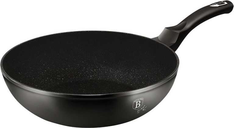Berlingerhaus Pánev WOK s mramorovým povrchem 28 cm Black Silver Collection 