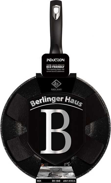 Berlingerhaus Pánev WOK s mramorovým povrchem 28 cm Black Silver Collection 