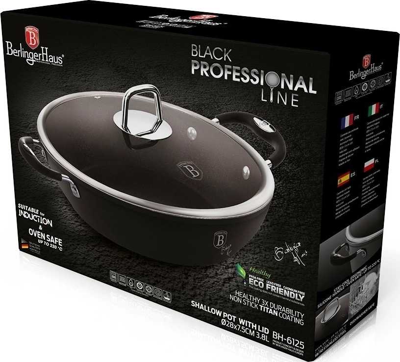 Berlingerhaus Pekáč s poklicí s titanovým povrchem 28 cm Black Professional Line