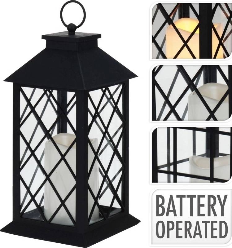 Progarden Lucerna s LED svíčkou 29 cm černá