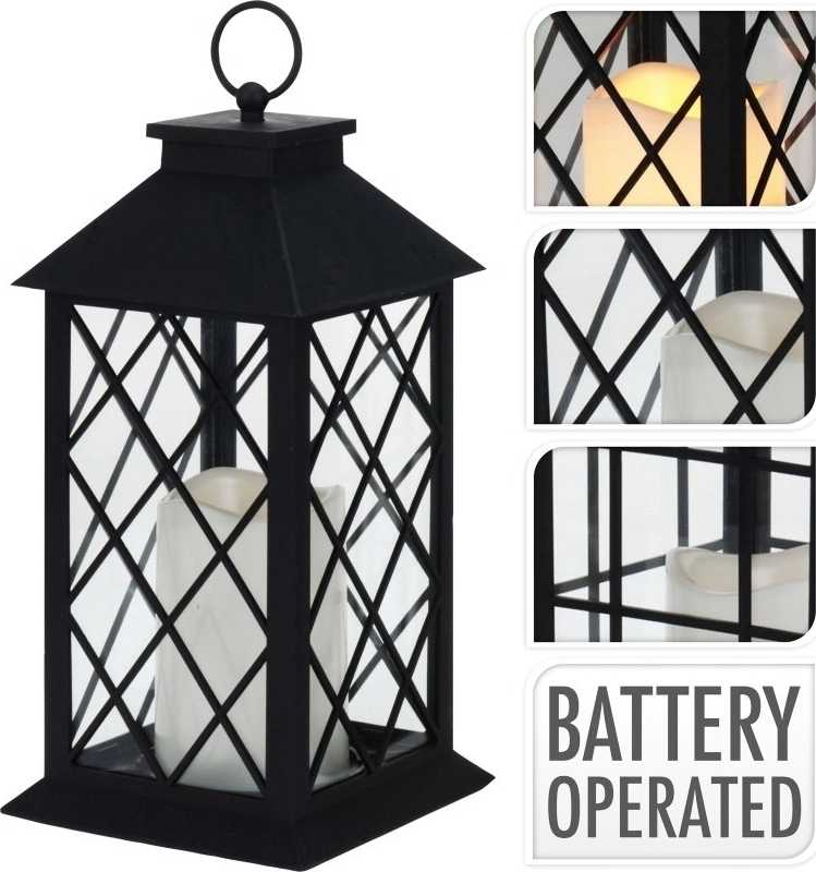 Progarden Lucerna s LED svíčkou 29 cm černá