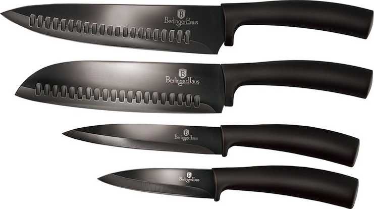 Berlingerhaus Sada nožů s nepřilnavým povrchem 4 ks Shiny Black Collection 