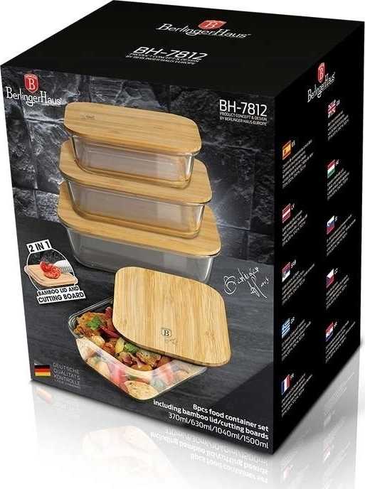 Berlingerhaus Dóza na potraviny s bambusovým víkem sada 4 ks