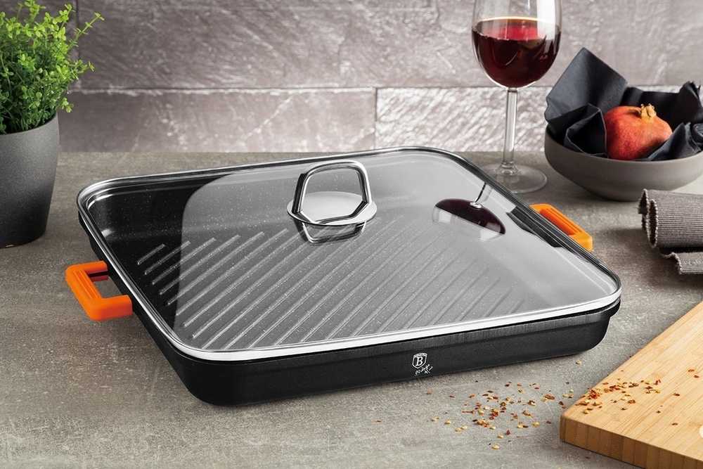Berlingerhaus Pánev grilovací s poklicí 34 cm Granit Diamond Line 