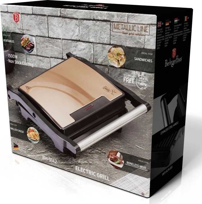 Berlingerhaus Kontaktní gril s nepřilnavým povrchem 1500 W Rosegold Metallic Line