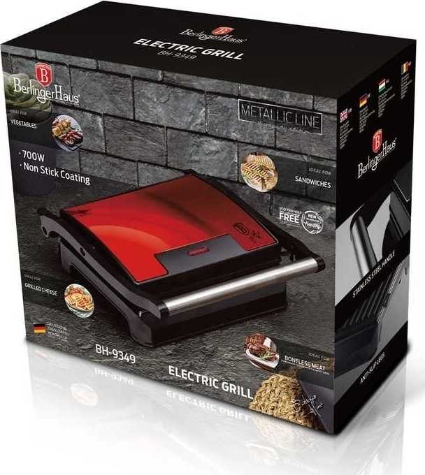 Berlingerhaus Kontaktní gril s nepřilnavým povrchem 700 W Burgundy Metallic Line 