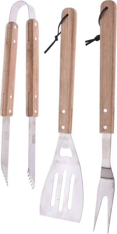 Progarden Grilovací nářadí sada 3 ks VAGGAN BBQ dřevo / nerez 