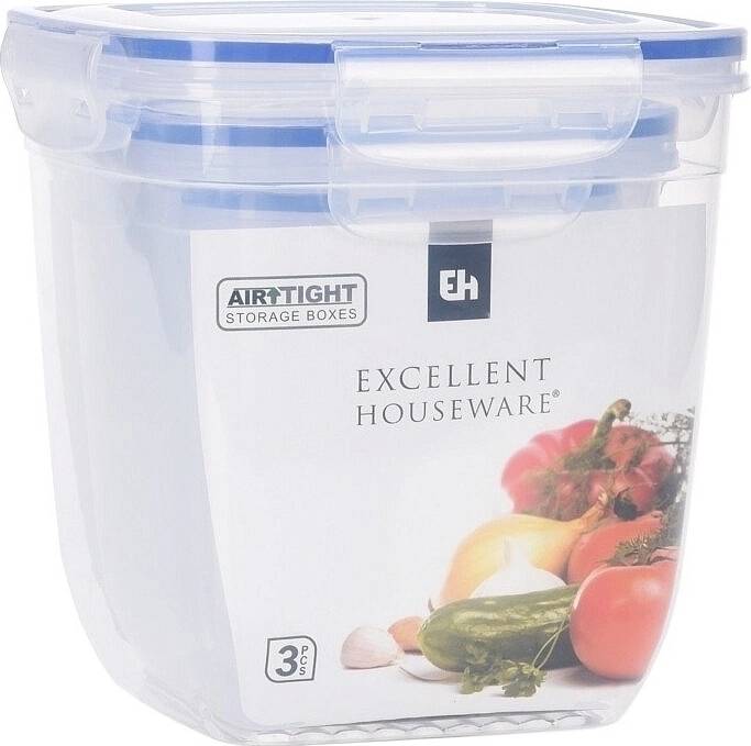 Excellent Dóza na potraviny s klip víčkem sada 3 ks vysoké