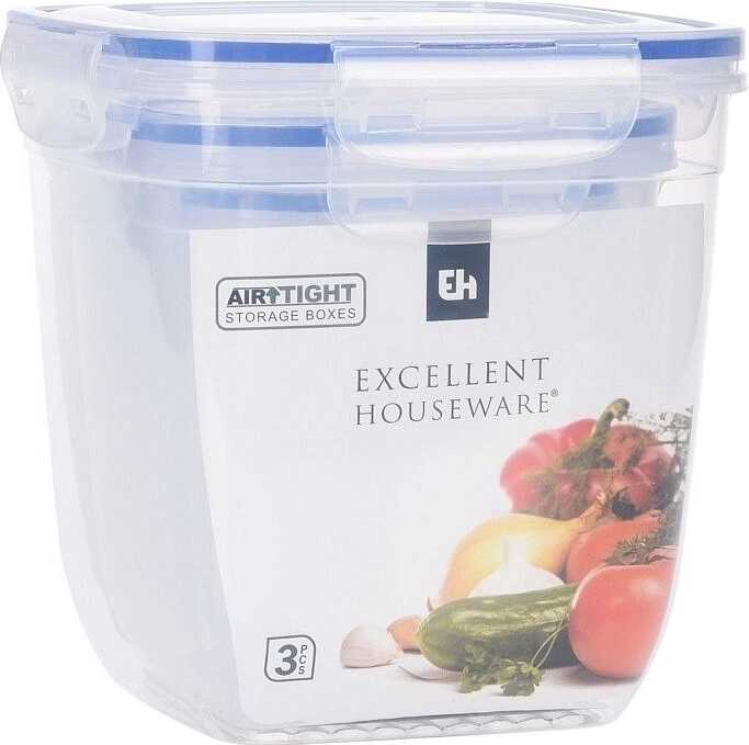 Excellent Dóza na potraviny s klip víčkem sada 3 ks vysoké