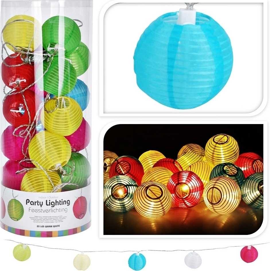 Progarden Světelný řetěz LED PARTY barevné lampiónky 20 žárovek 