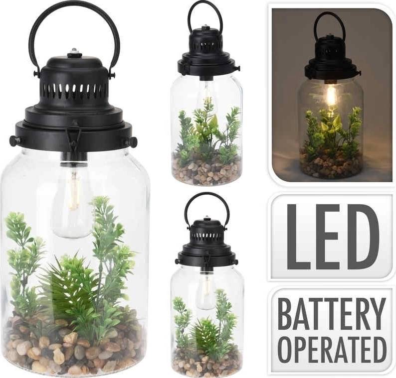 Progarden Lucerna s LED žárovkou a umělou rostlinou 