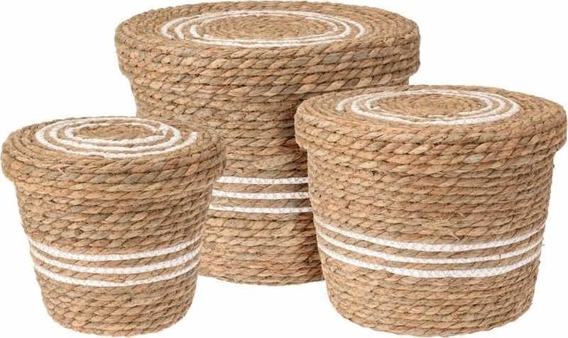 Progarden Košík úložný s víkem sada 3 ks pletený ROMANO 