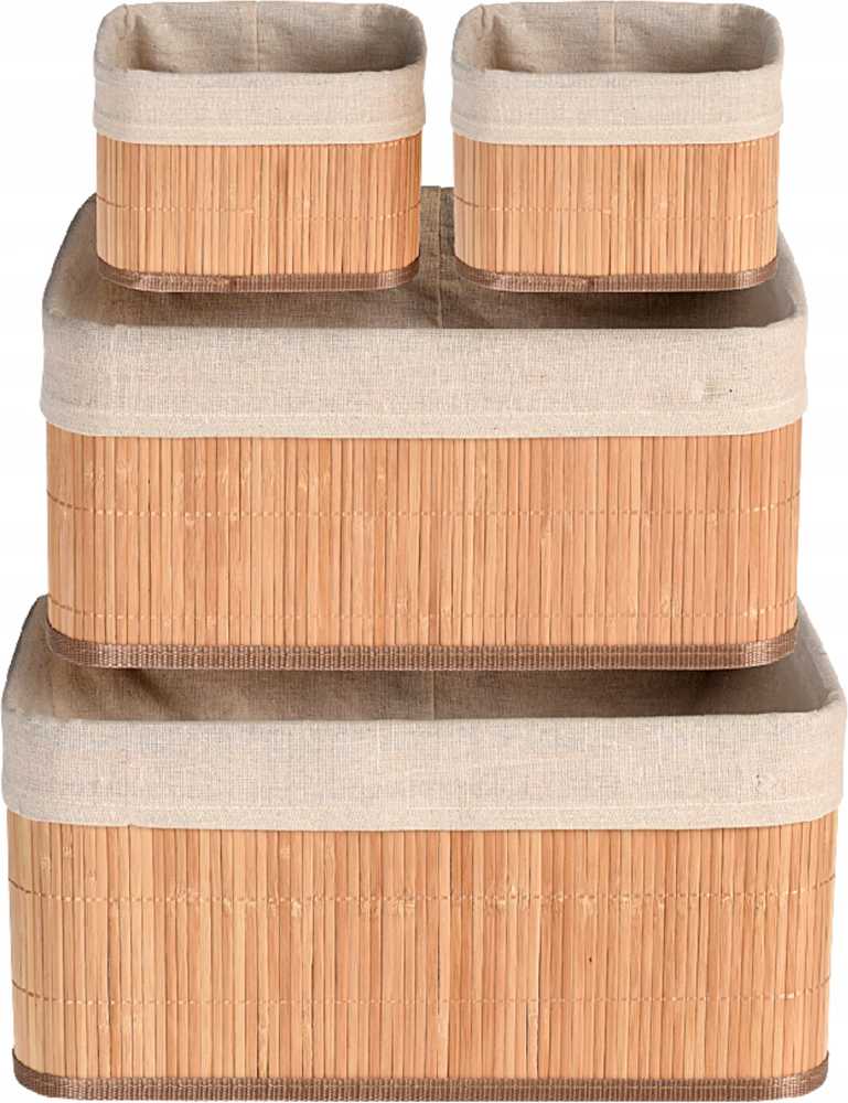 Excellent Úložné košíky sada 4 ks bambus / textil přírodní