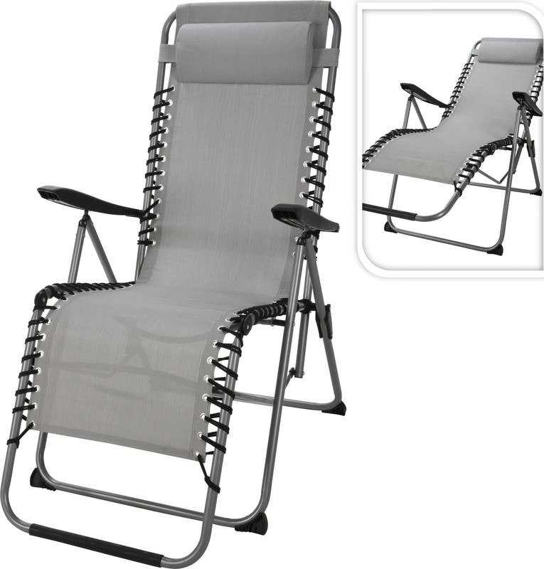 Progarden Zahradní židle lehátko polohovací  šedá 