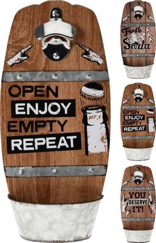 Excellent Otvírák na pivo nástěnný se zásobníkem na zátky FRESH