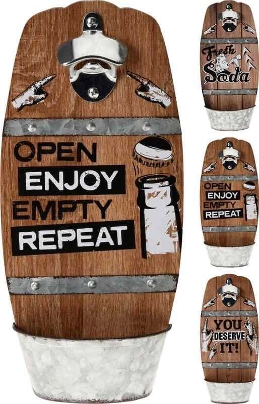 Excellent Otvírák na pivo nástěnný se zásobníkem na zátky FRESH