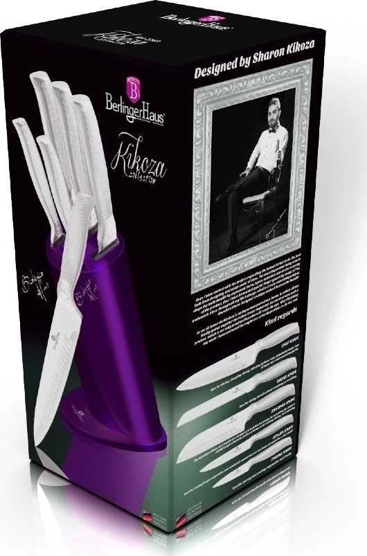 Berlingerhaus Sada nožů ve stojanu 6 ks Royal Purple Metallic Line Kikoza Collection 