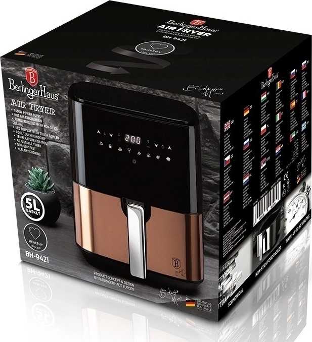 Berlingerhaus Horkovzdušná fritéza digitální 1450 W Black Rose Collection 