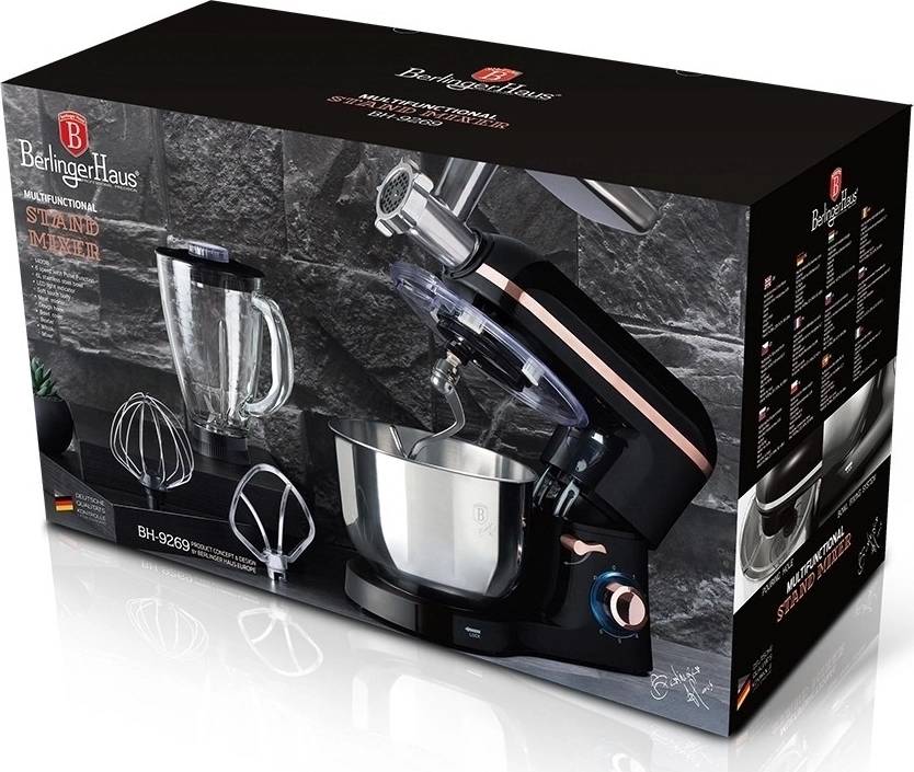 Berlingerhaus Kuchyňský robot s mlýnkem a mixérem 1400 W Black Rose Collection