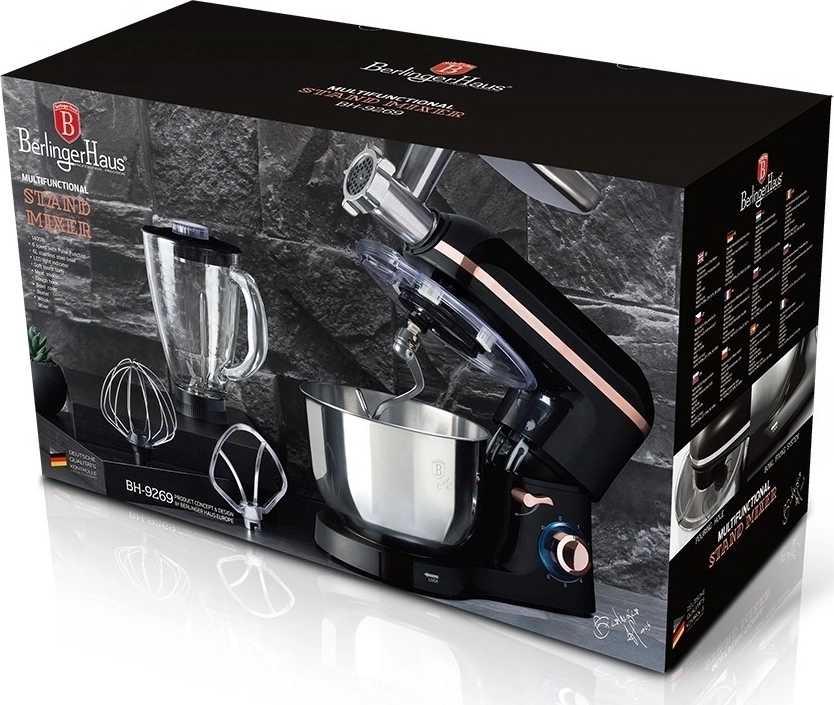 Berlingerhaus Kuchyňský robot s mlýnkem a mixérem 1400 W Black Rose Collection