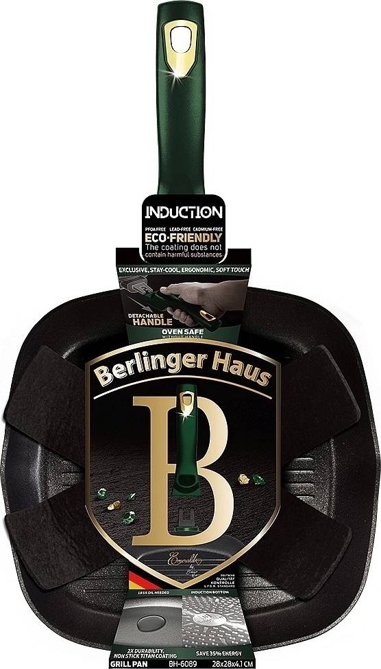 Berlingerhaus Pánev grilovací s odnímatelnou rukojetí 28 cm Emerald Collection 