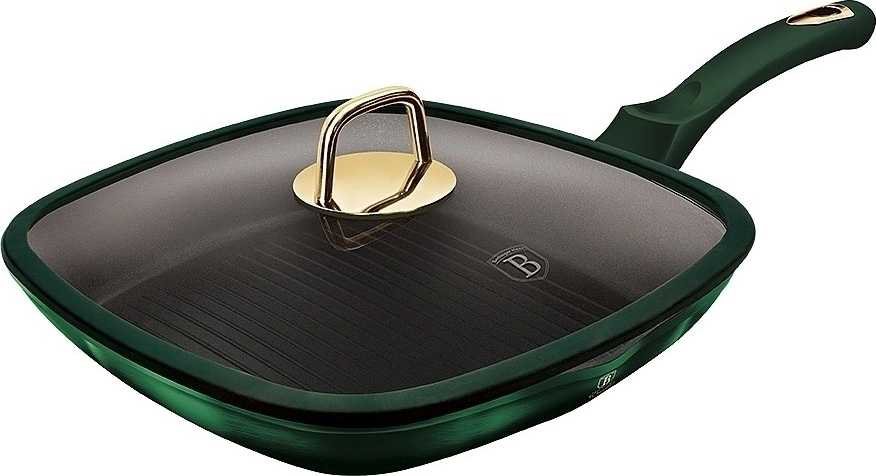 Berlingerhaus Pánev grilovací s poklicí a titanovým povrchem 28 cm Emerald Collection