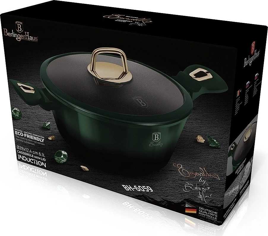 Berlingerhaus Kastrol s poklicí a titanovým povrchem 28 cm Emerald Collection