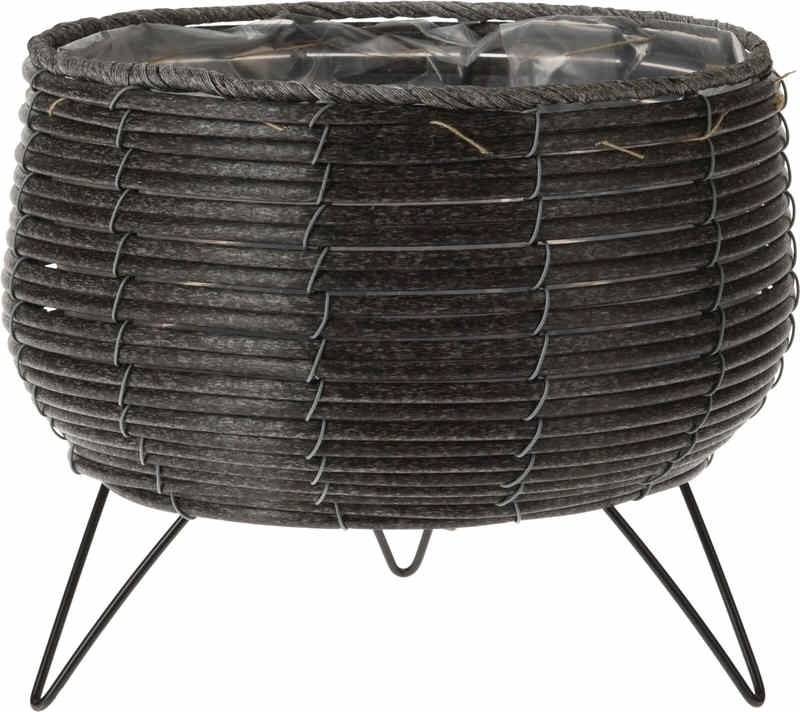 Progarden Květináč proutěný na nohách 25,5 x 23 cm antracit