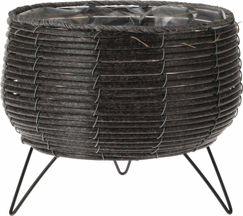 Progarden Květináč proutěný na nohách 25,5 x 23 cm antracit 
