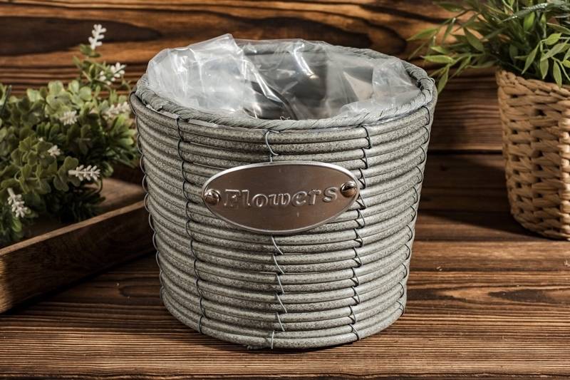 Progarden Květináč proutěný sada 2 ks FLOWERS GARDEN 19 / 16 cm šedá