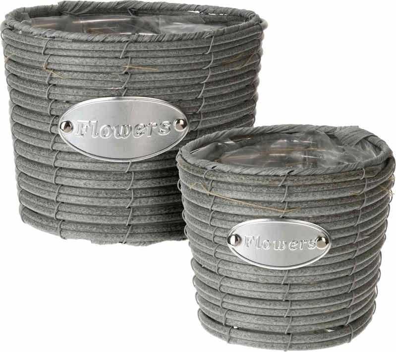 Progarden Květináč proutěný sada 2 ks FLOWERS GARDEN 19 / 16 cm šedá 