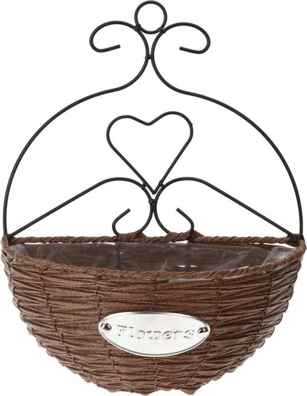 Progarden Květináč nástěnný pletený 27 x 16 x 12 cm hnědá 