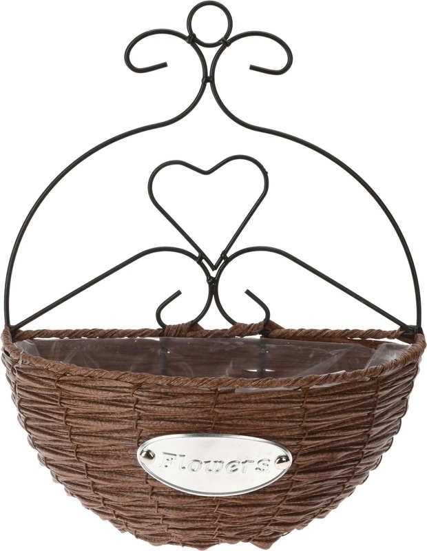 Progarden Květináč nástěnný pletený 27 x 16 x 12 cm hnědá 