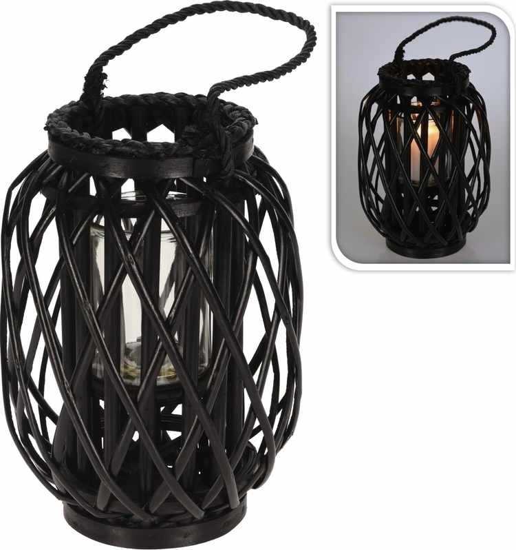 Progarden Lucerna na svíčku pletená vrba 30 cm černá